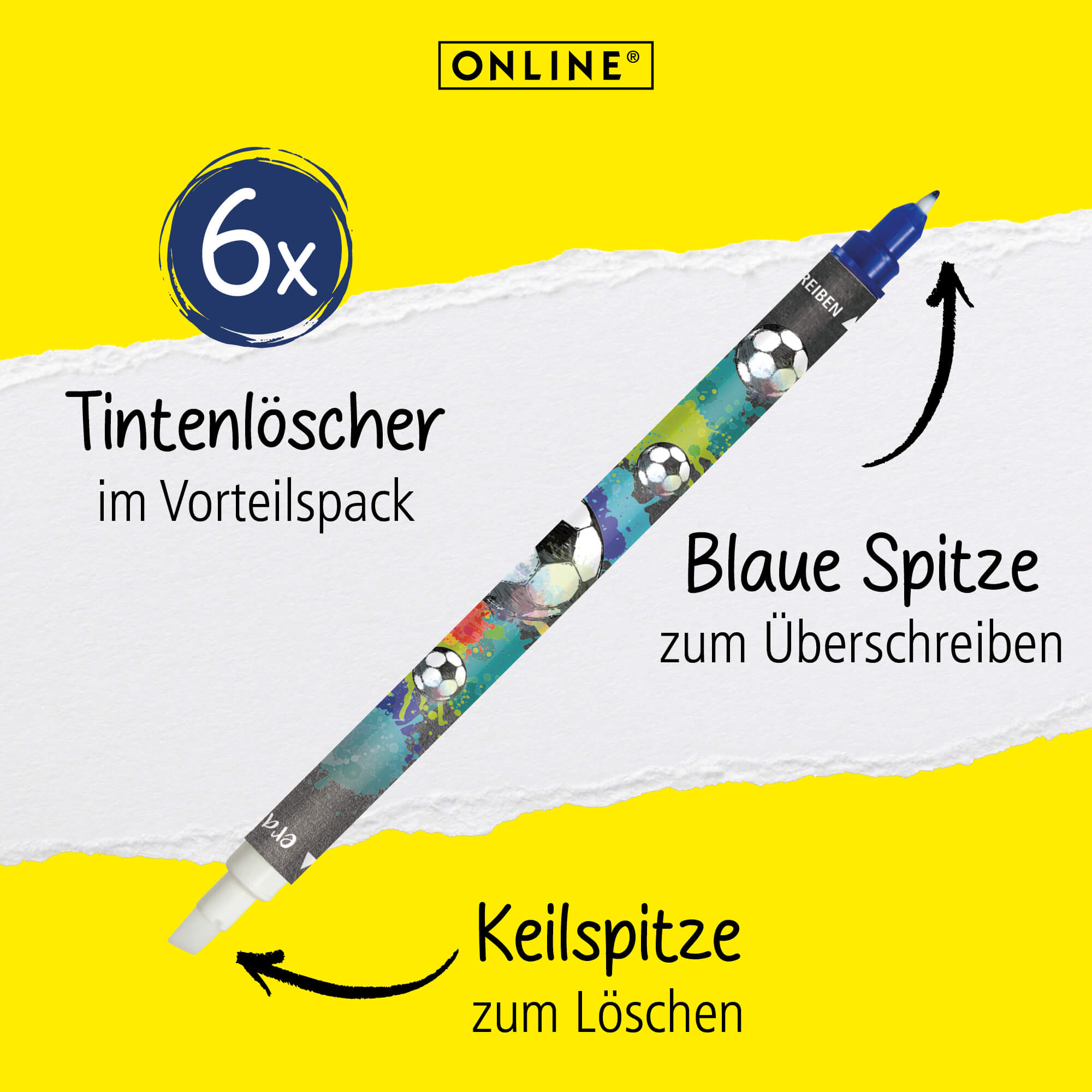 Tintenlöscher Soccer im TagBag, 6 Stück
