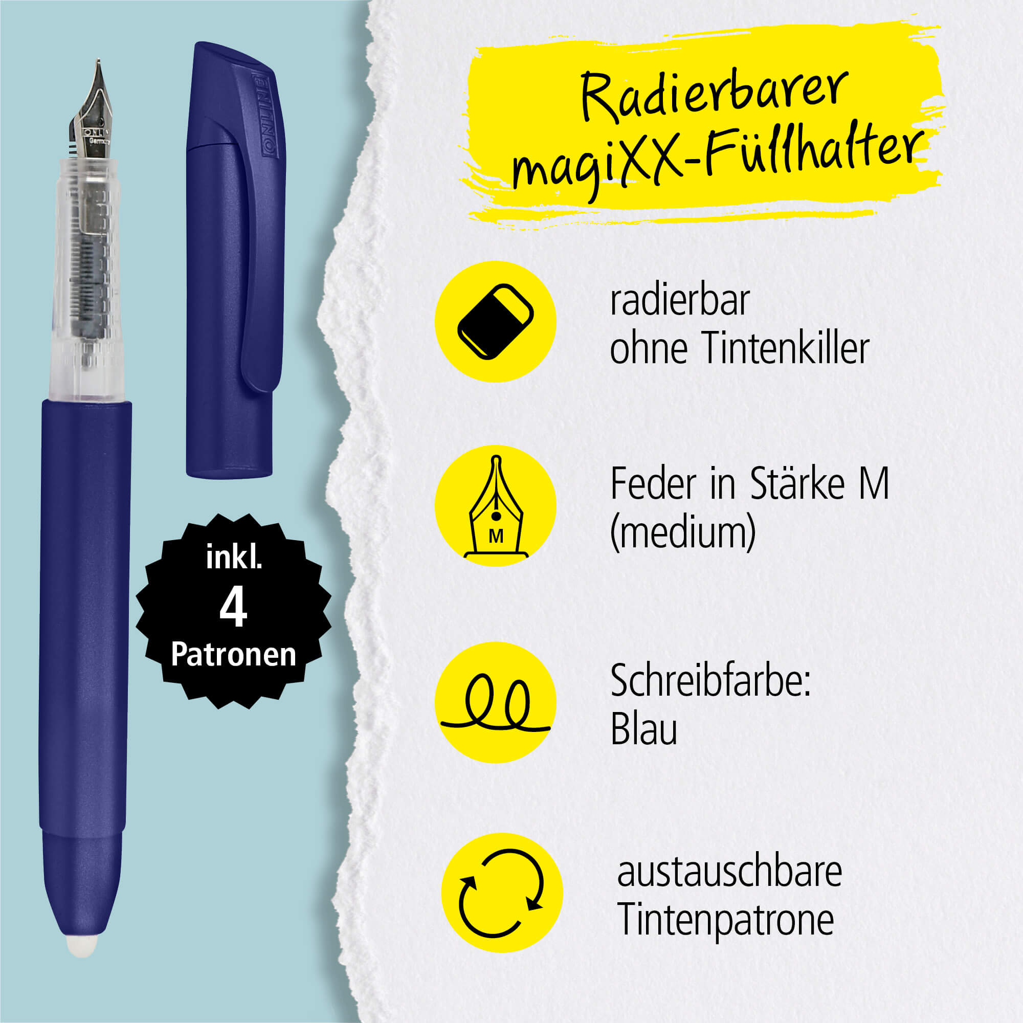Radierbarer Füller magiXX Metallic Blue