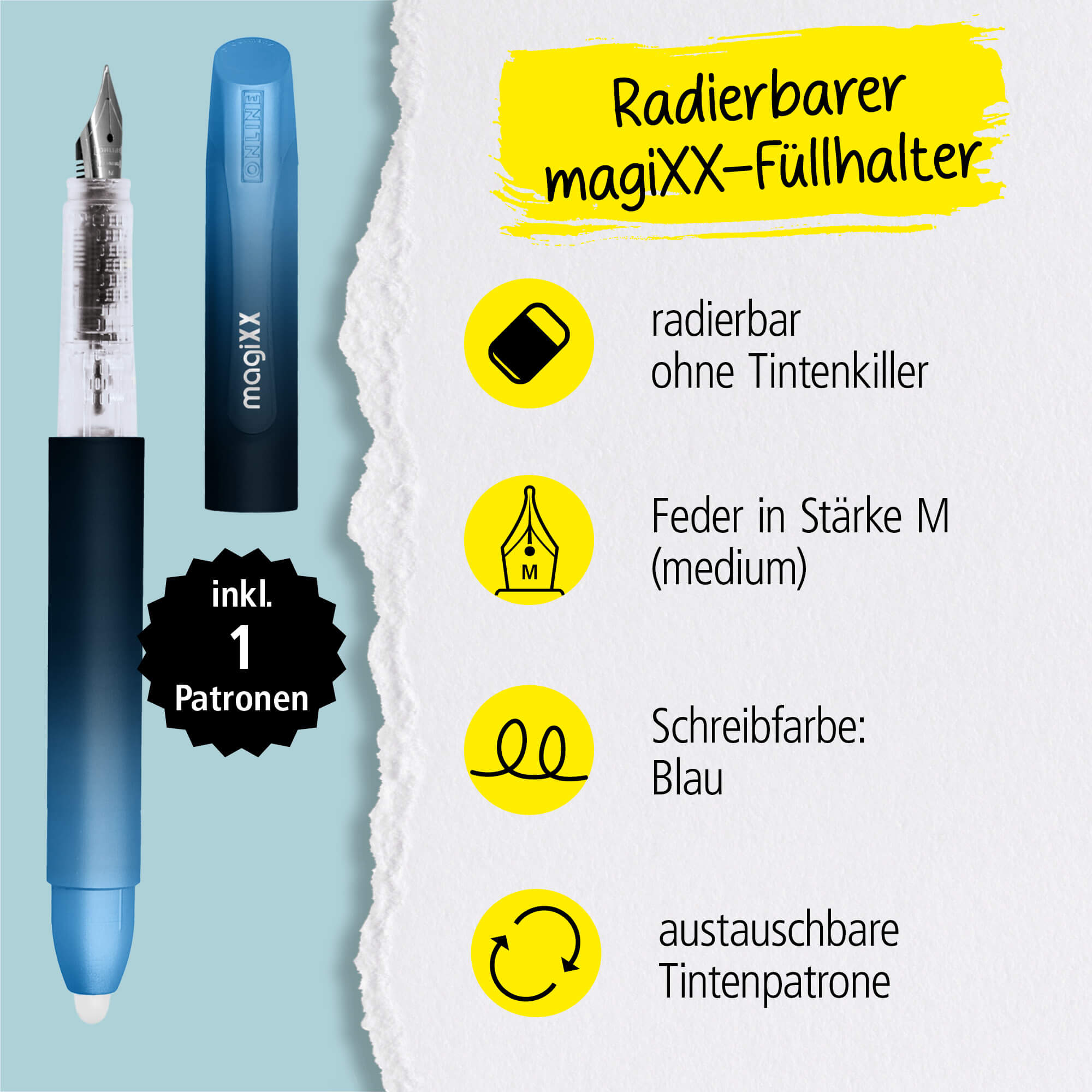 Radierbarer Füller ONLINE magiXX Deep Ocean Radierbarer Füller ONLINE magiXX Deep Ocean