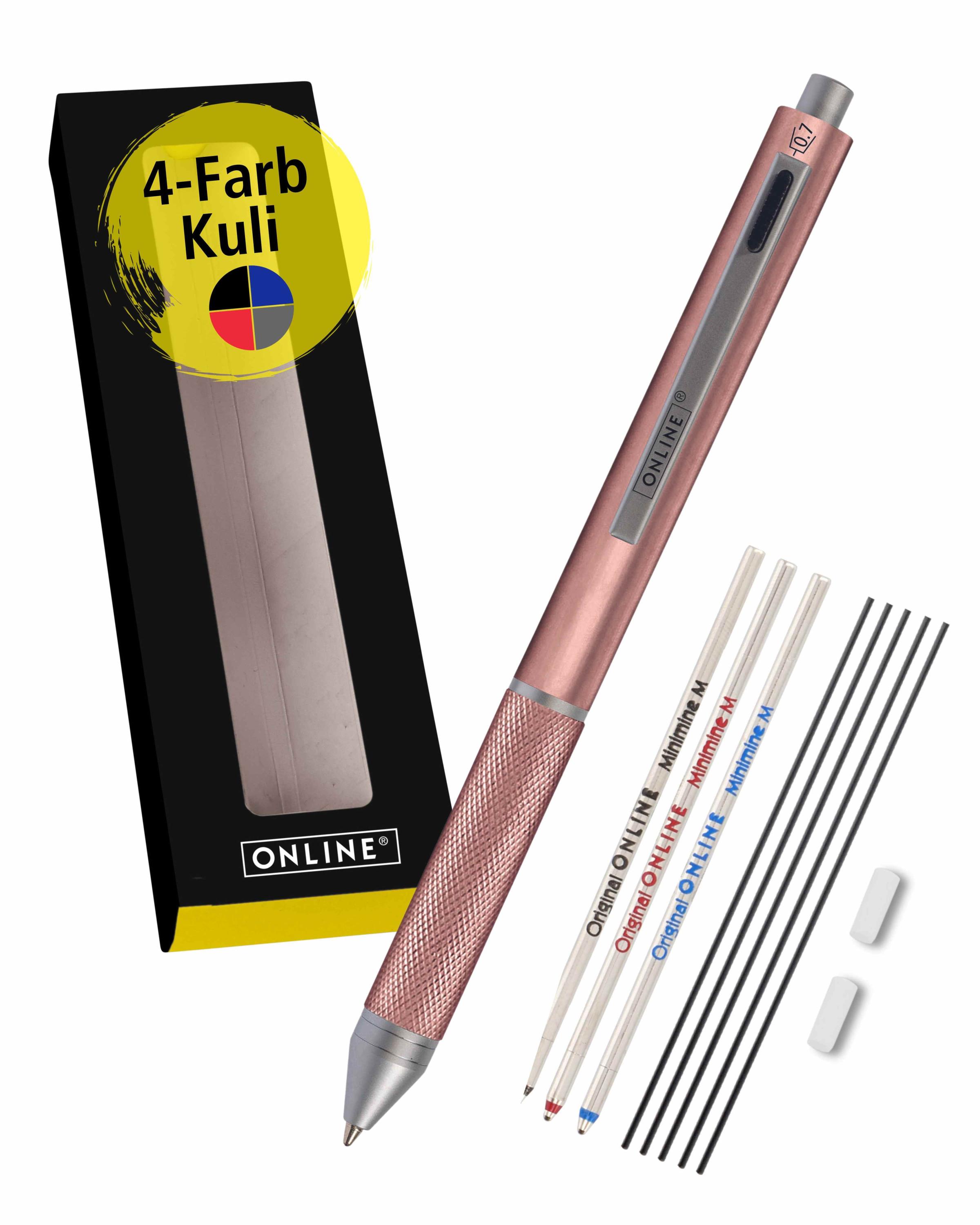 Multipen 4-in-1 Rosegold, inkl. Ersatzminen in Box