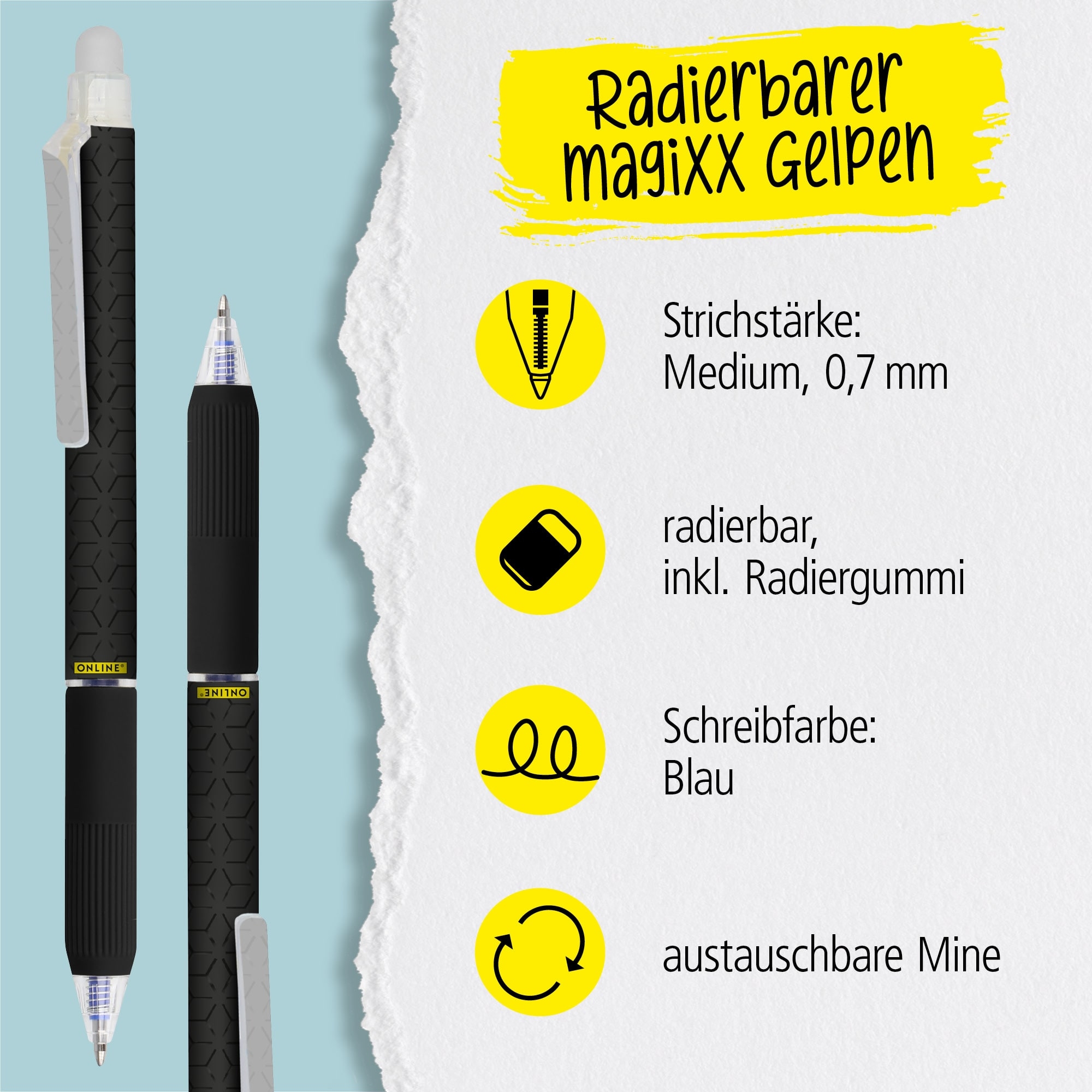 Radierbarer Gelpen ONLINE magiXX Design Black