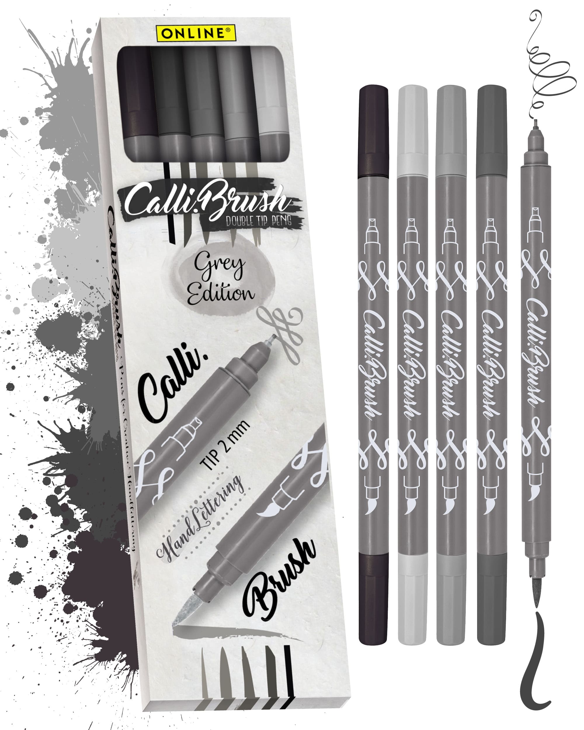 Calli.Brush Pens 5er Set Grey