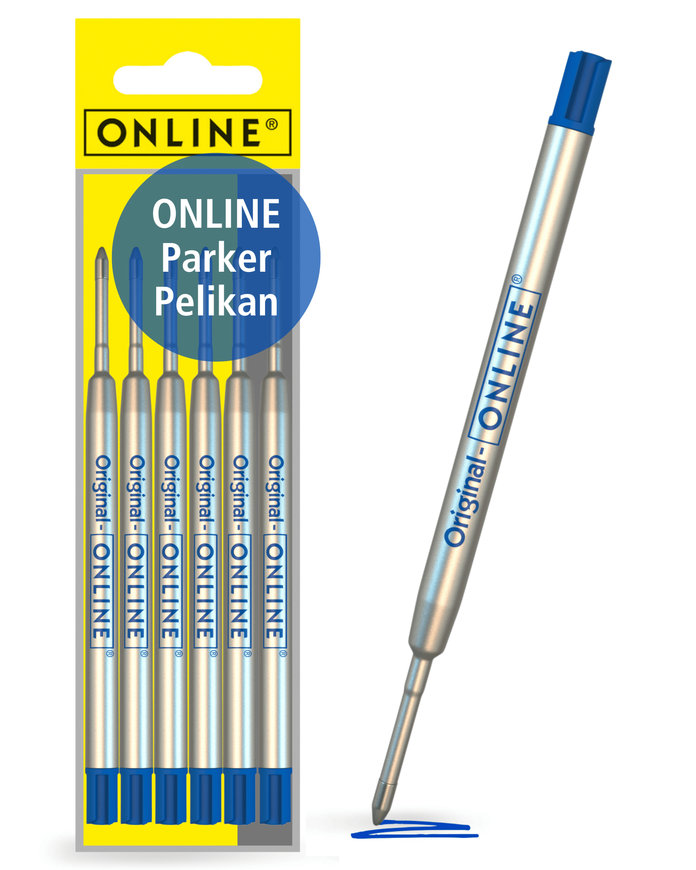 Internationale Großraumminen Set, 6 Stück (blau) Kugelschreibermine Großraummine blau 6 Stück