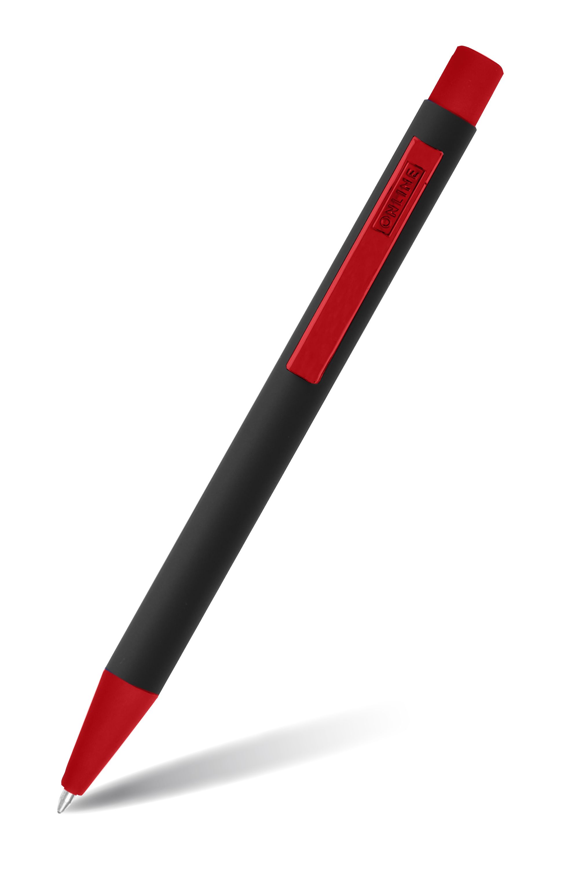 Druckkugelschreiber Soft Metal Black & Red