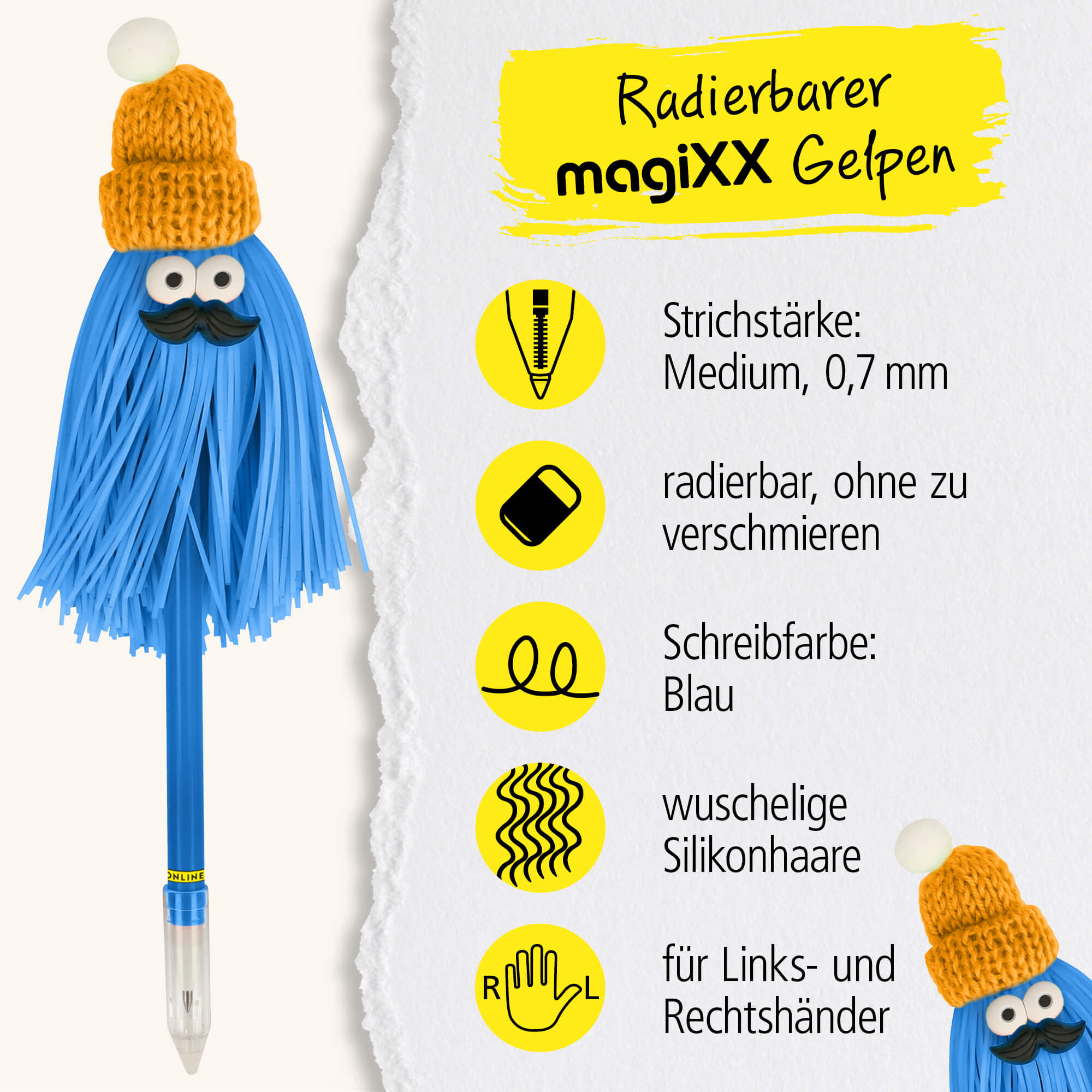 ONLINE Radierbarer Gelschreiber magiXX Hairy Friends Blue