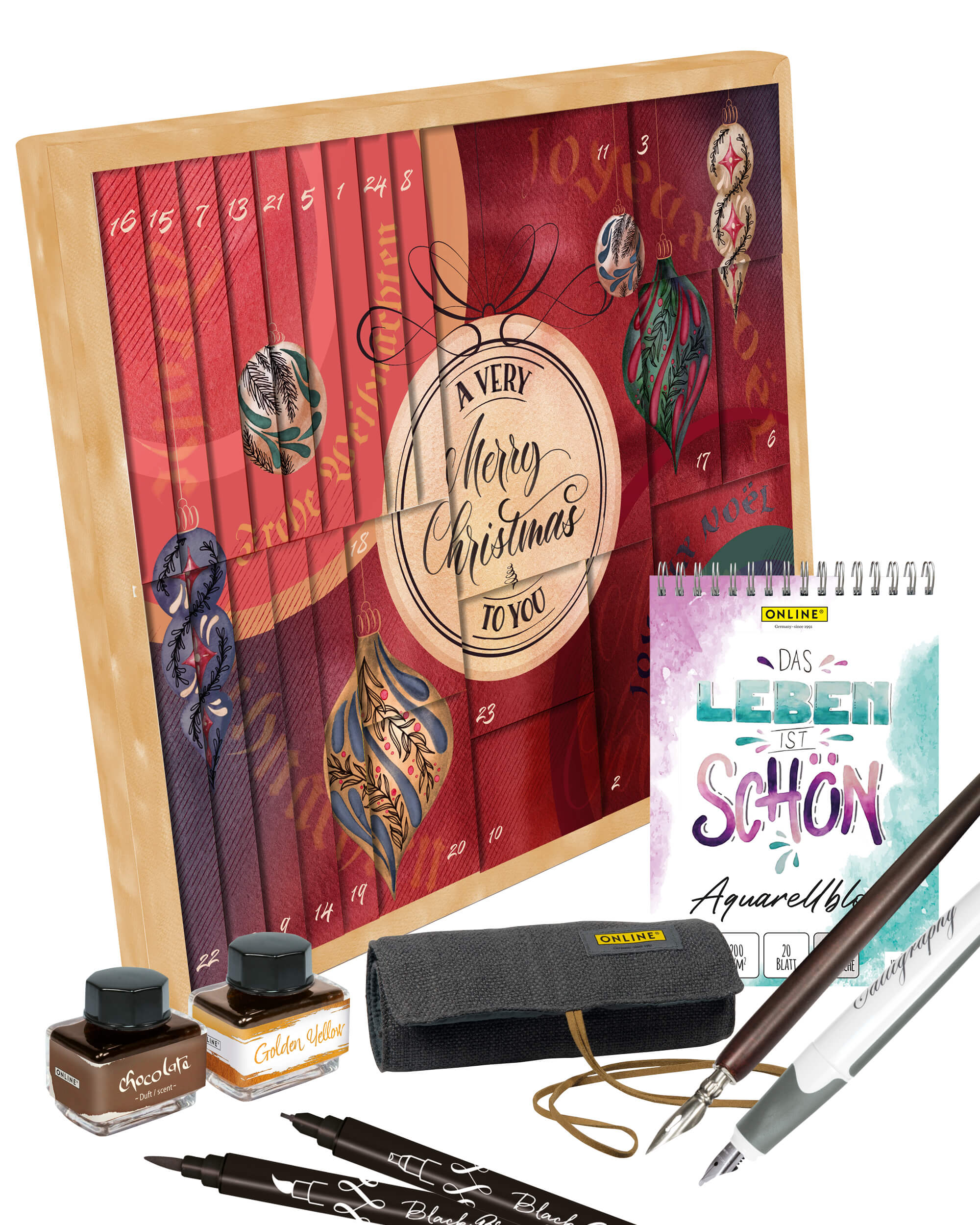 ONLINE Adventskalender Kalligrafie 2025, Kreativ Kalender für Erwachsene inkl. Tutorials