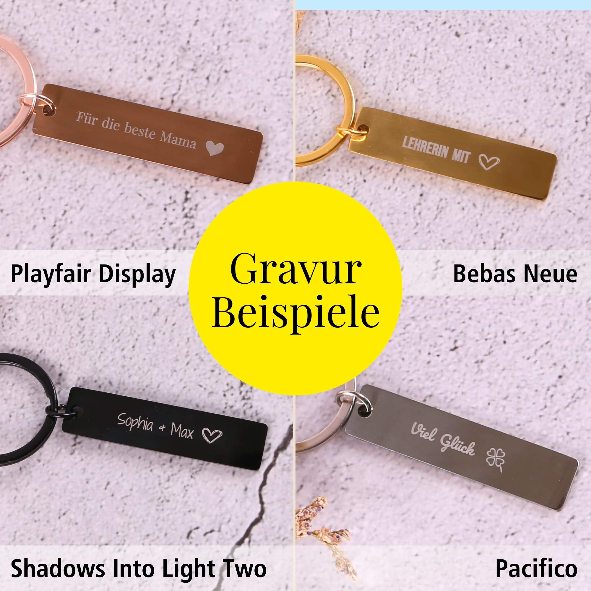 Schlüsselanhänger Plättchen Rosegold Personalisiert