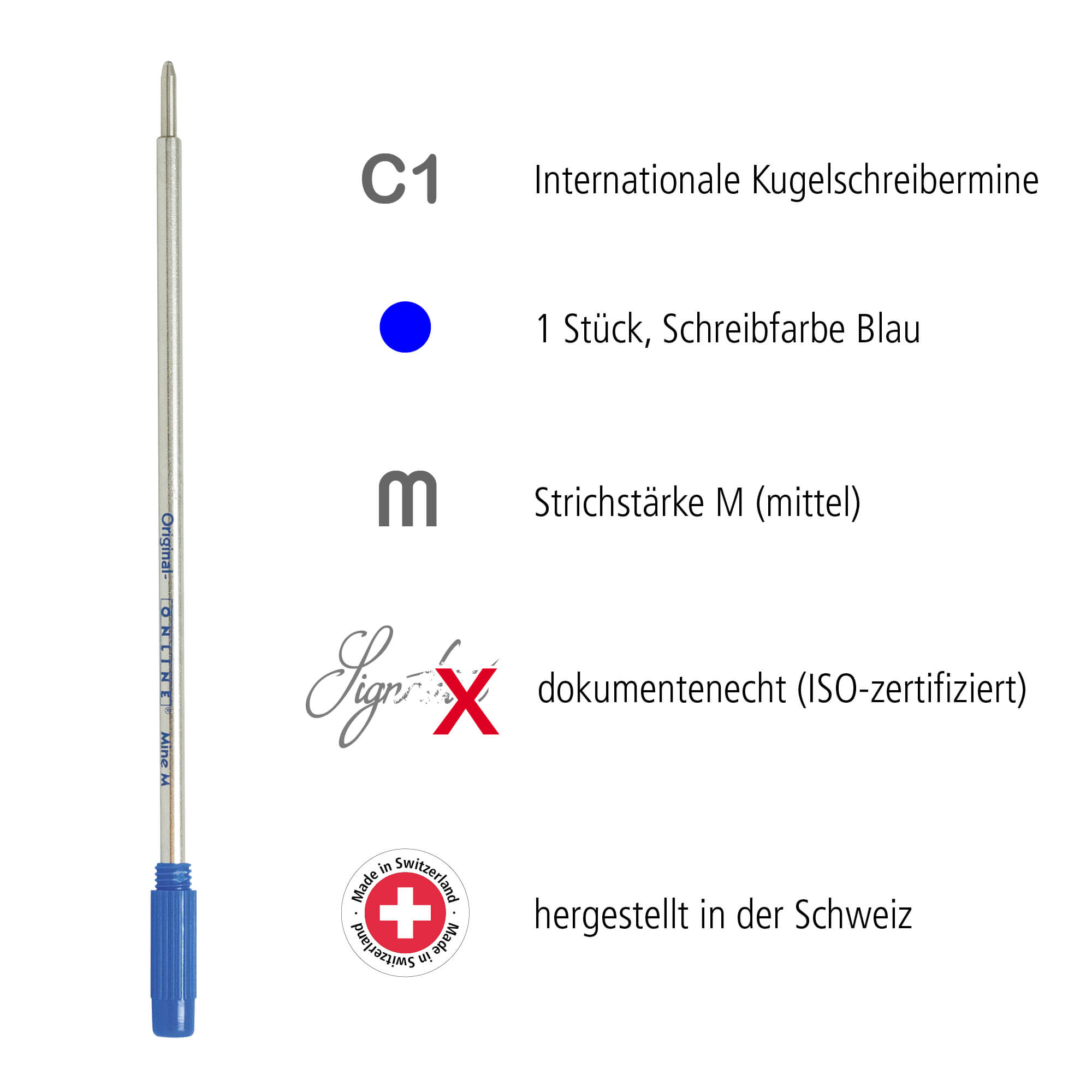 Internationale Kugelschreibermine M