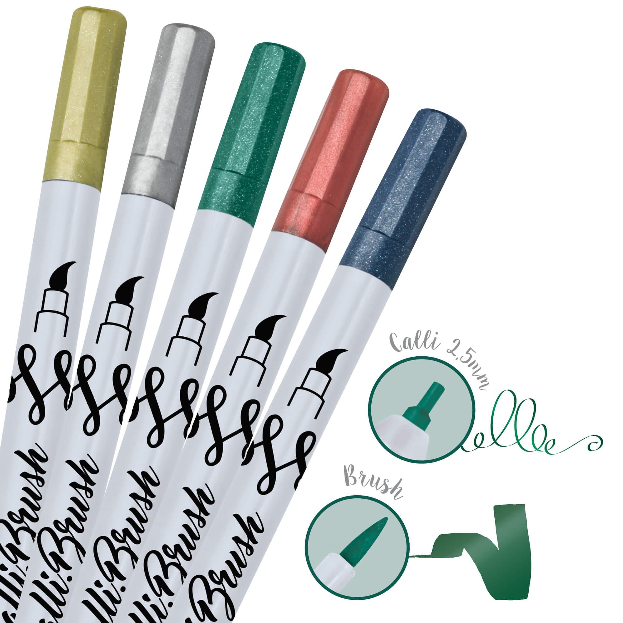 Calli.Brush Pen Metallic Green