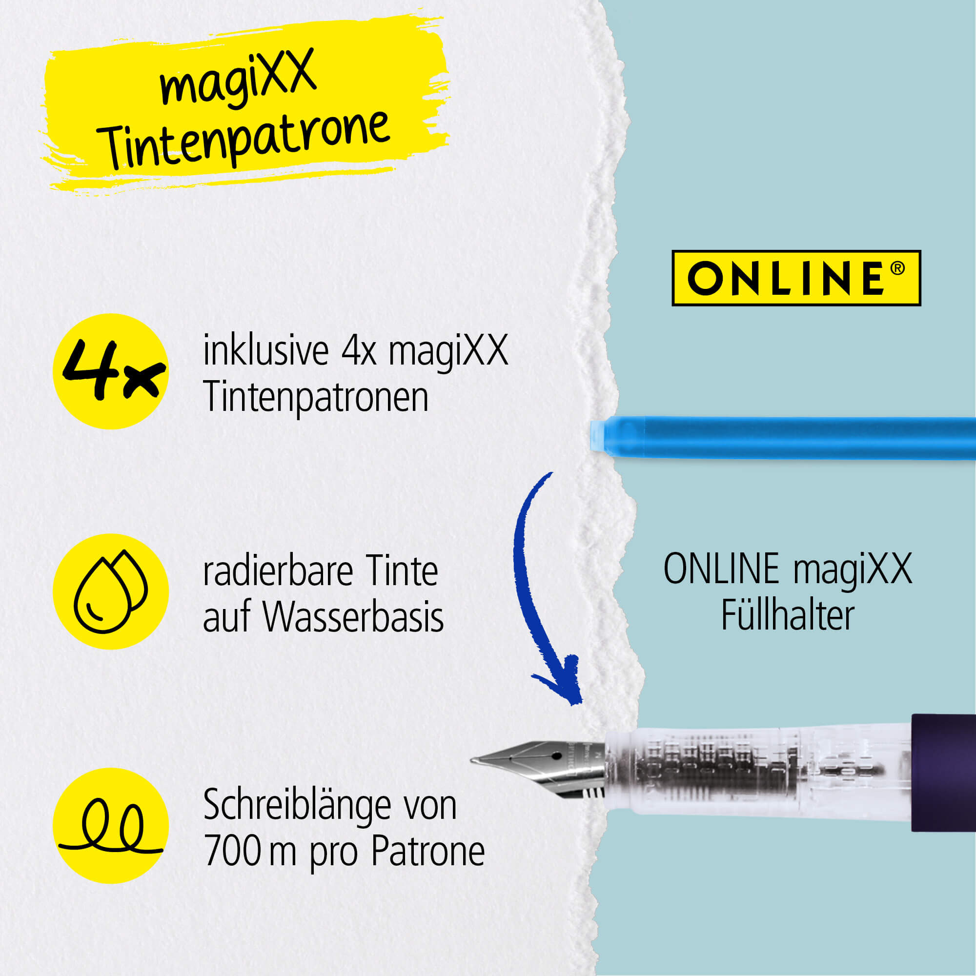 Radierbarer Füller ONLINE magiXX Lavender inkl. Tintenpatronen Radierbarer Füller ONLINE magiXX Lavender inkl. Tintenpatronen