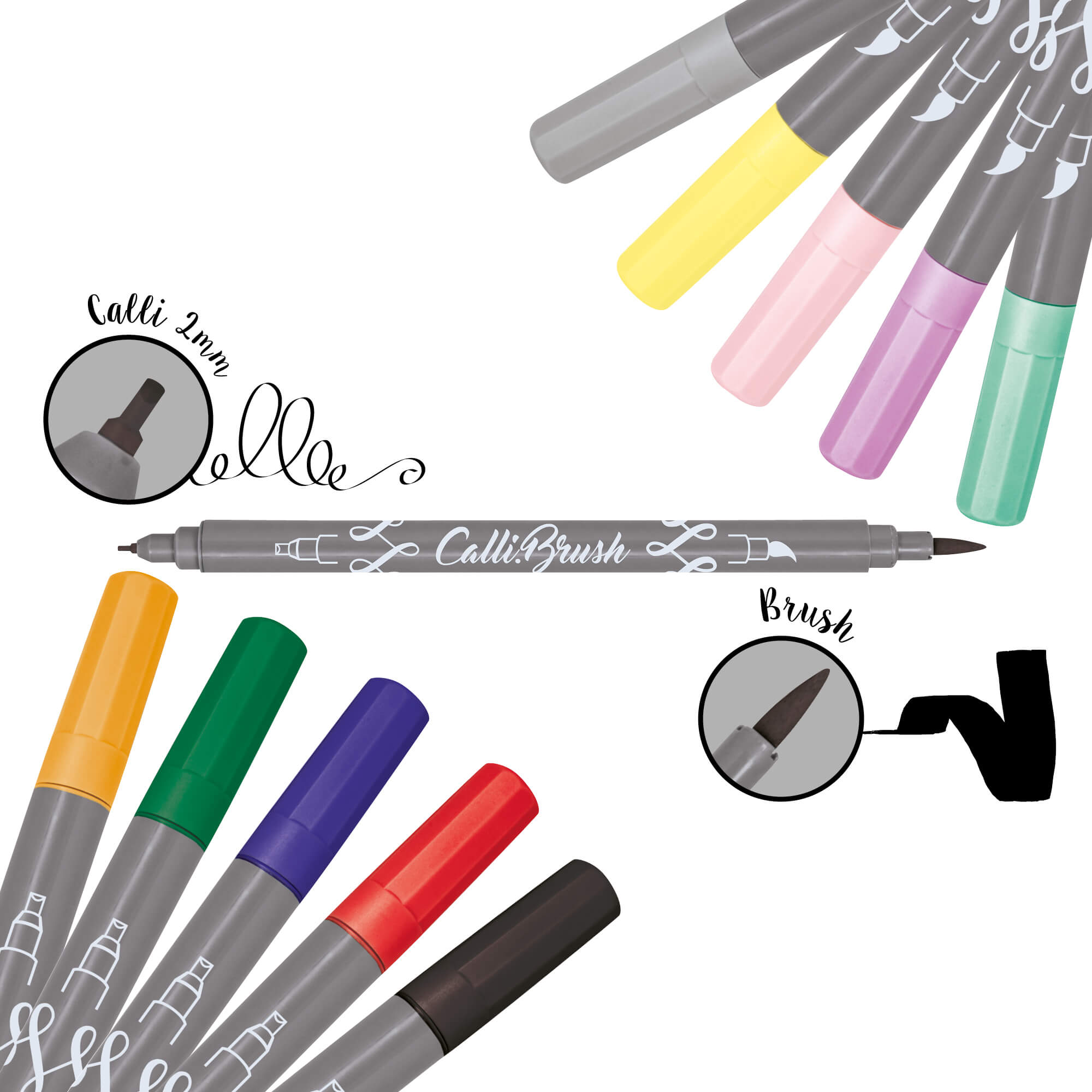 Brushlettering-Set (Bullet Journal + 10 Calli.Brush Pens)