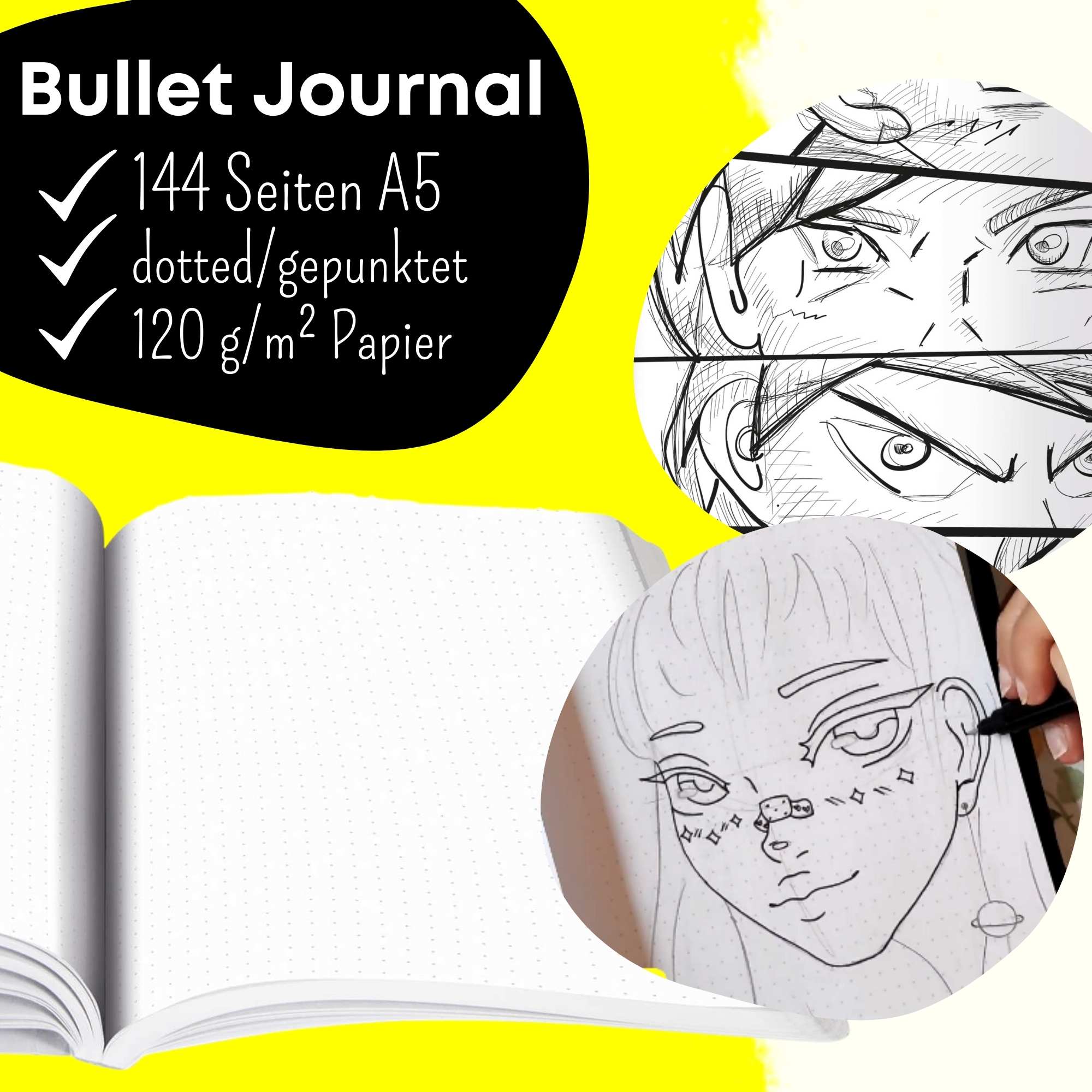 Bullet Journal Manga & Black Lettering Set