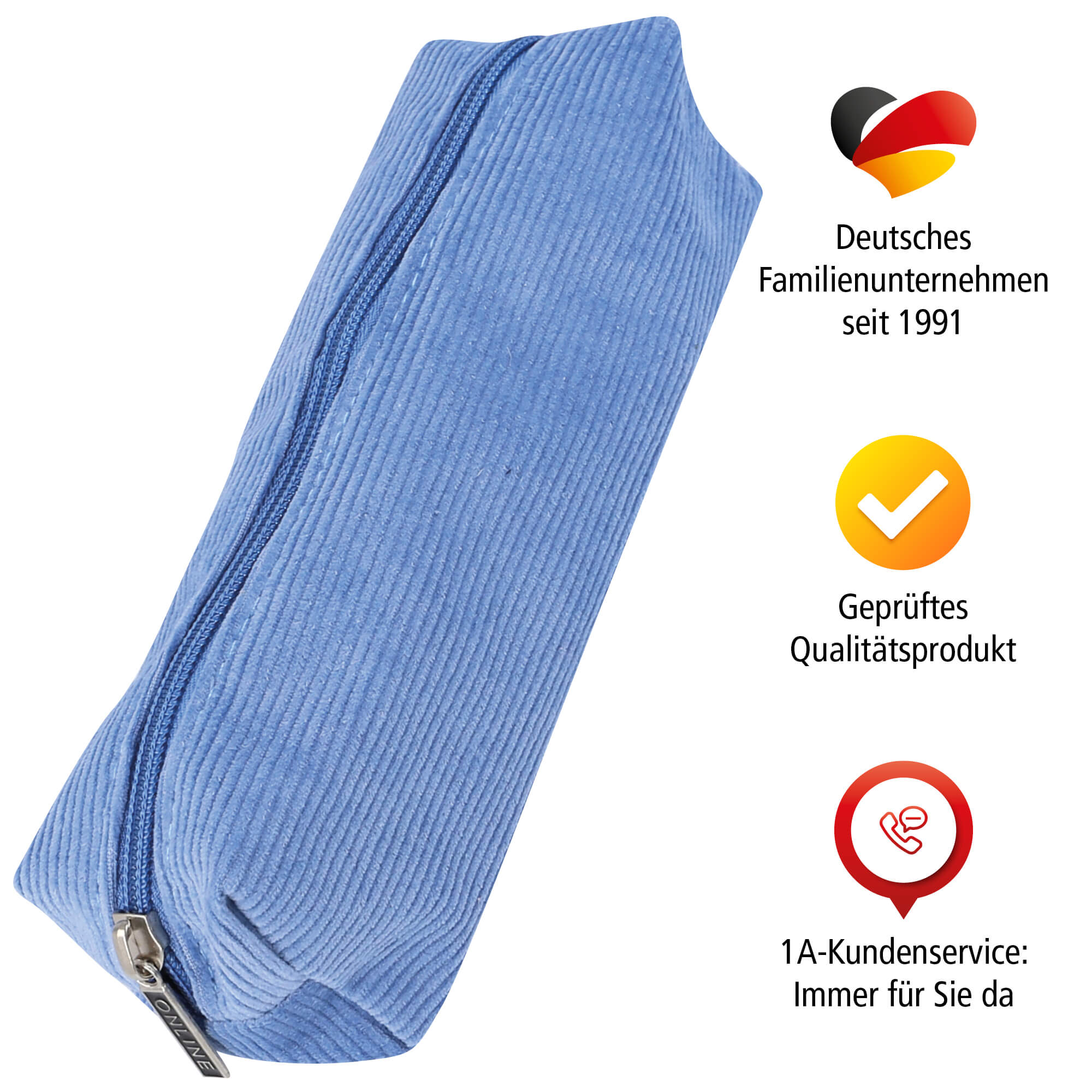 Federmäppchen Cord-Stoff Schwarz - Großes Schlampermäppchen Für Schule & Büro!