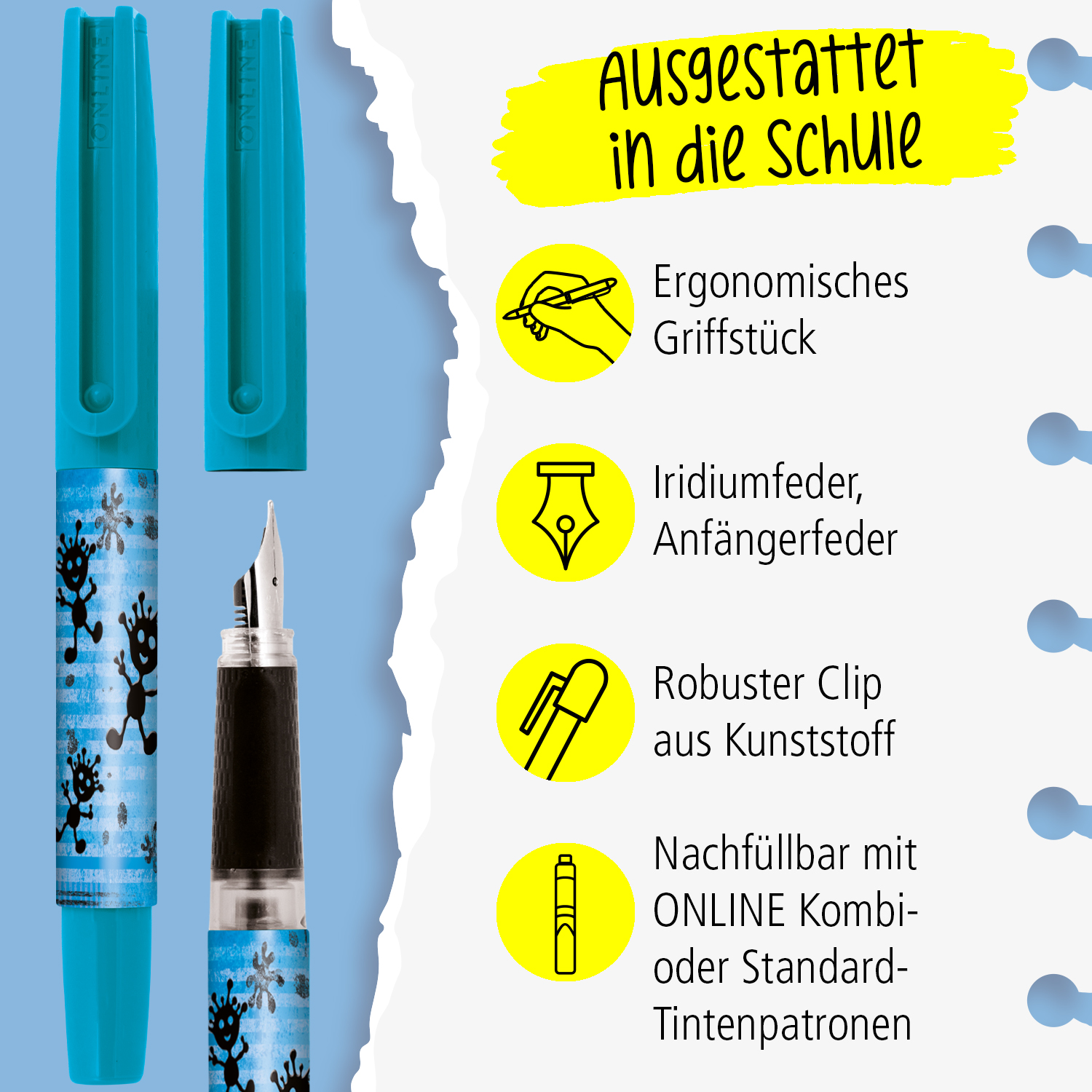 Mit ergonomischem Griffstück und spezieller Iridiumfeder füt Anfänger