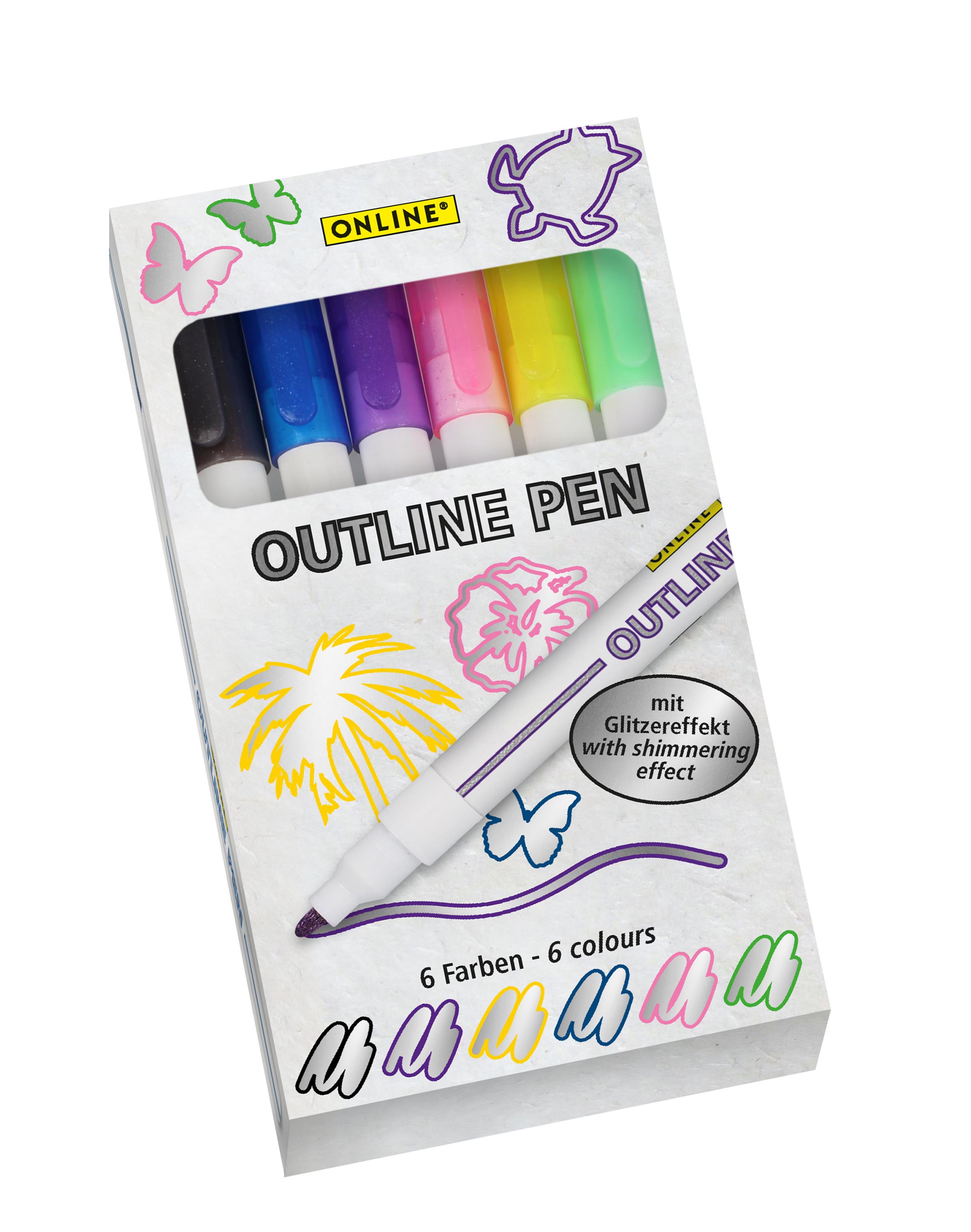 ONLINE Outline Pens mit Outline- und Glitzer-Effekt