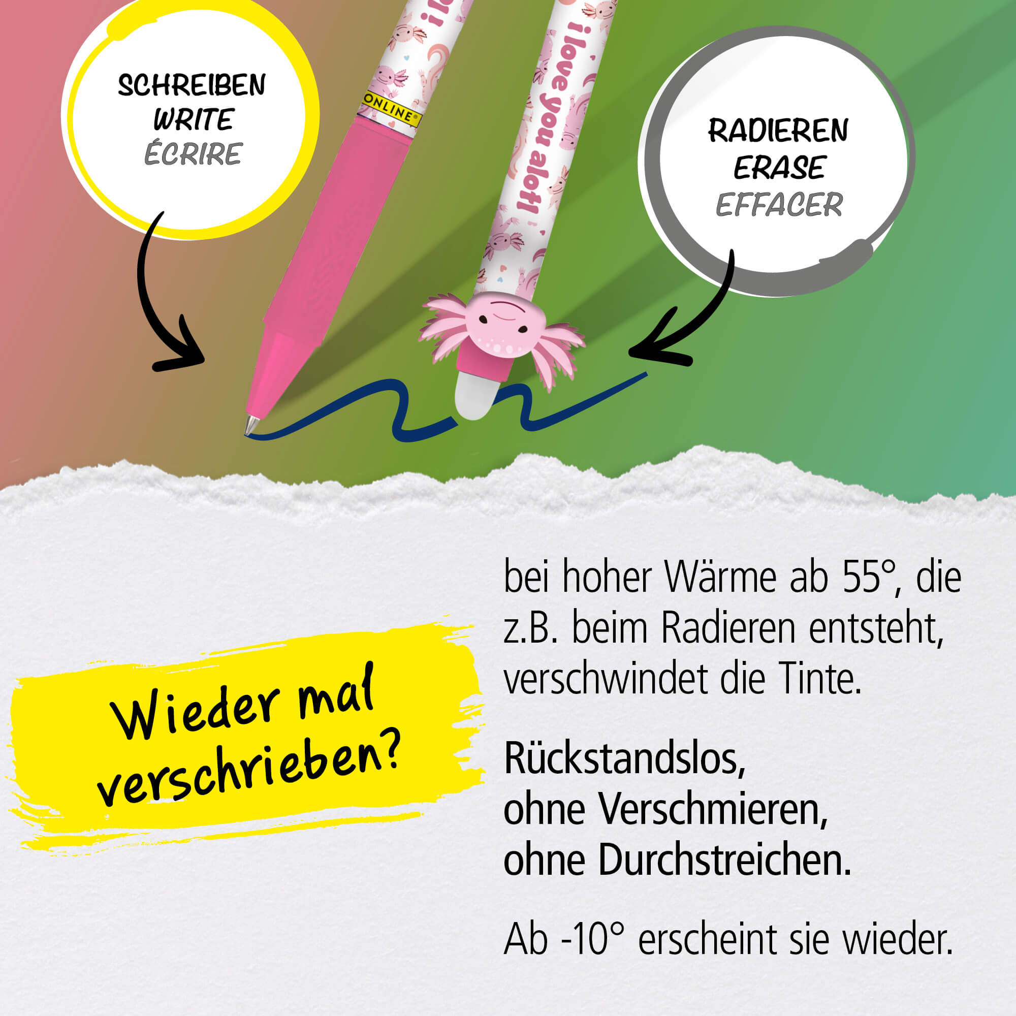 ONLINE Radierbare Gelschreiber ONLINE magiXX Fun Animals, 6er-Pack