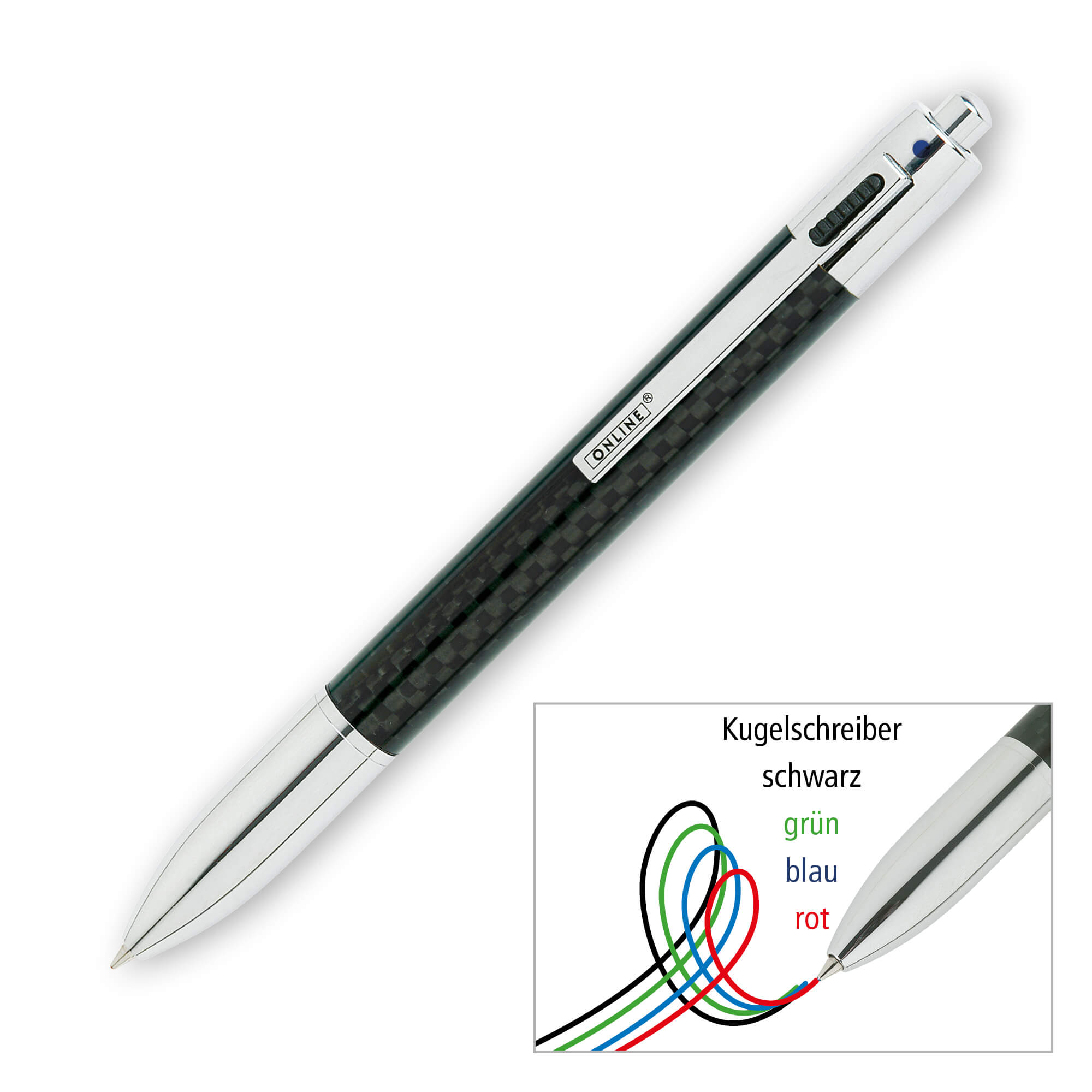 4-Farb Carbon Kugelschreiber