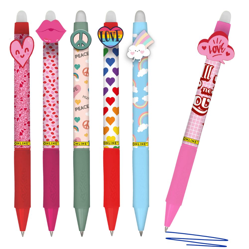Radierbare Gelschreiber ONLINE magiXX Fun Love and Peace, 6er Pack magiXX Fun Radierbarer Gelpen