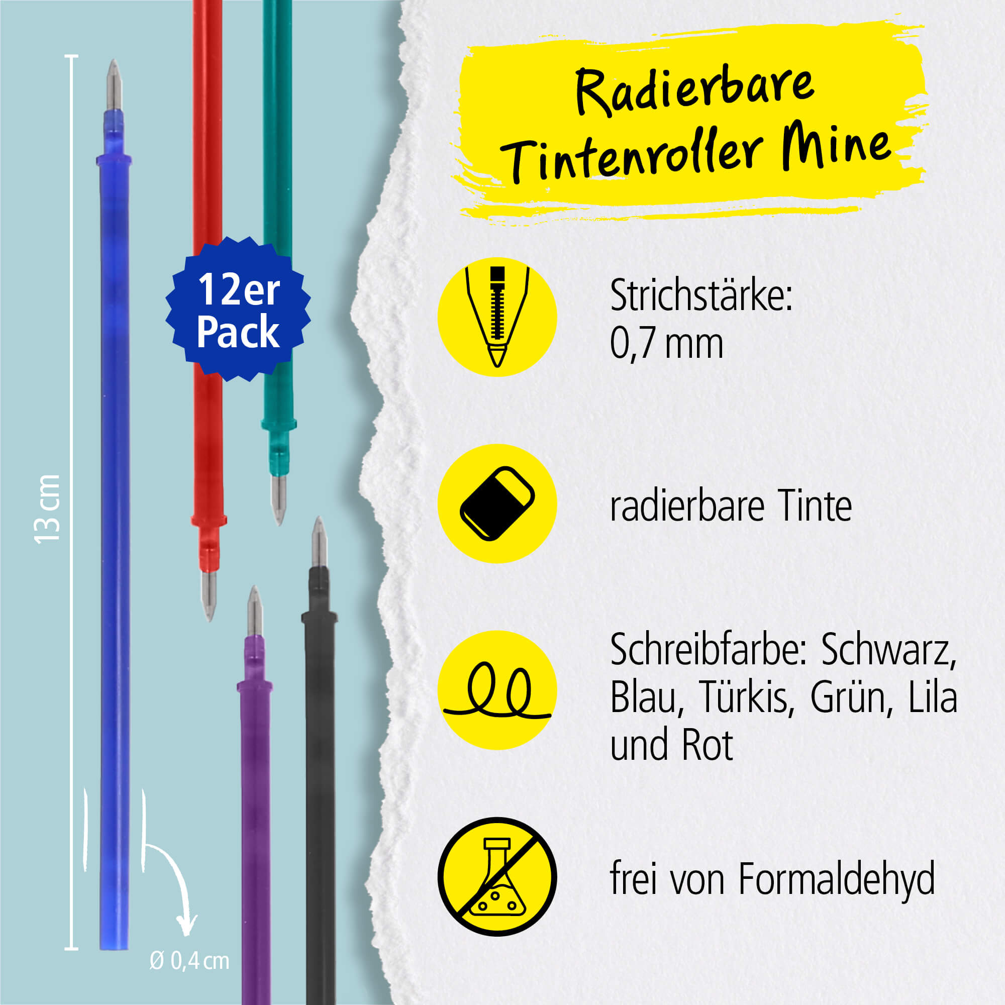 12er Pack Gel-Mine magiXX L radierbar, bunt