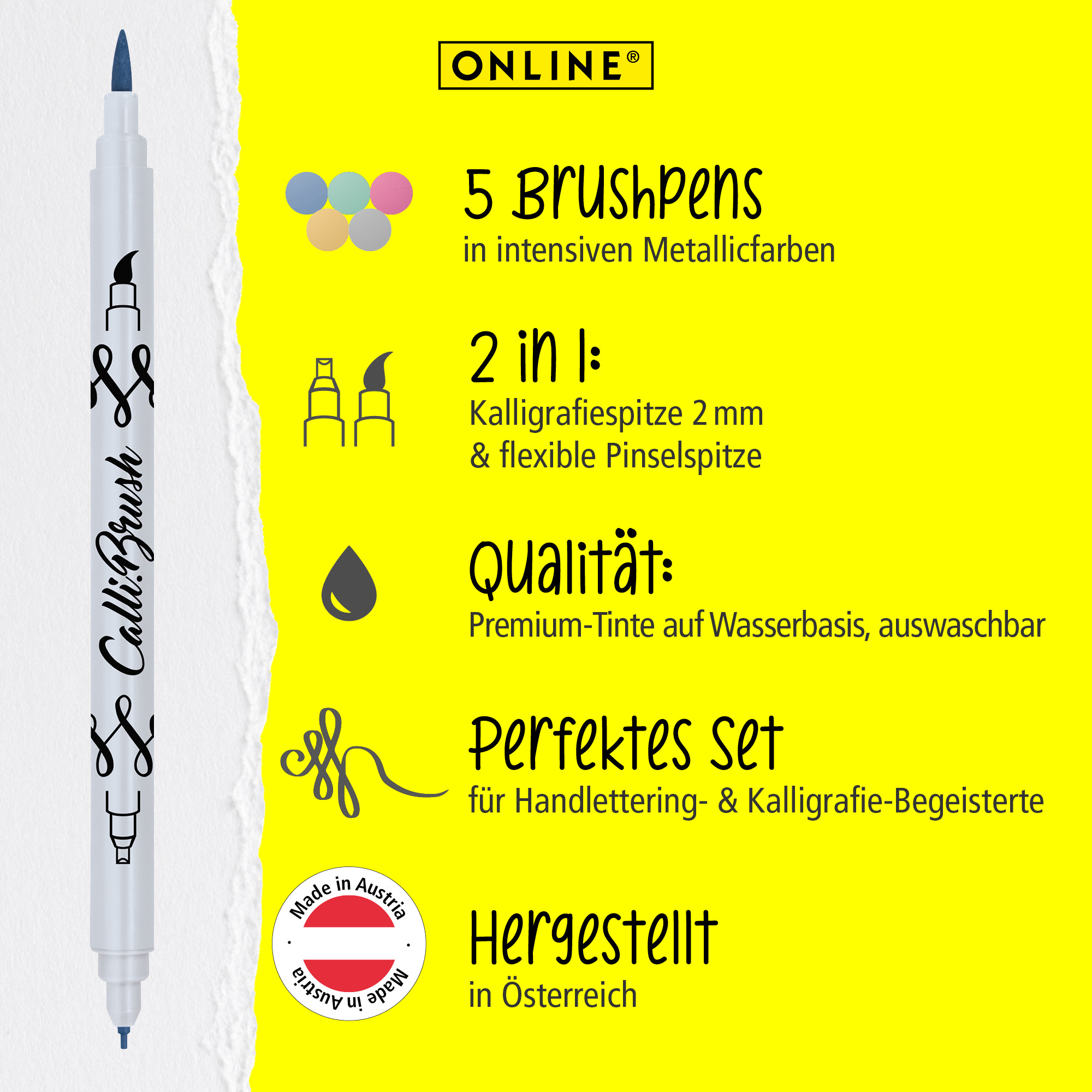Calli.Brush Pens 5er Set  Metallic