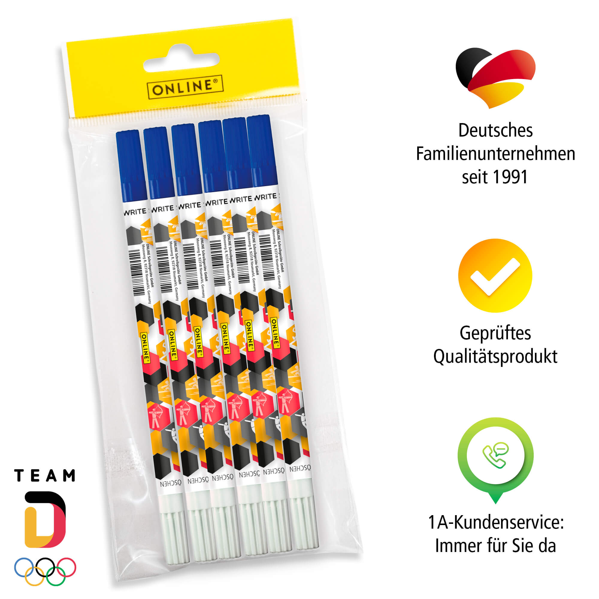 Vorteilspack Tintenlöscher, 6 Stück, Team Deutschland