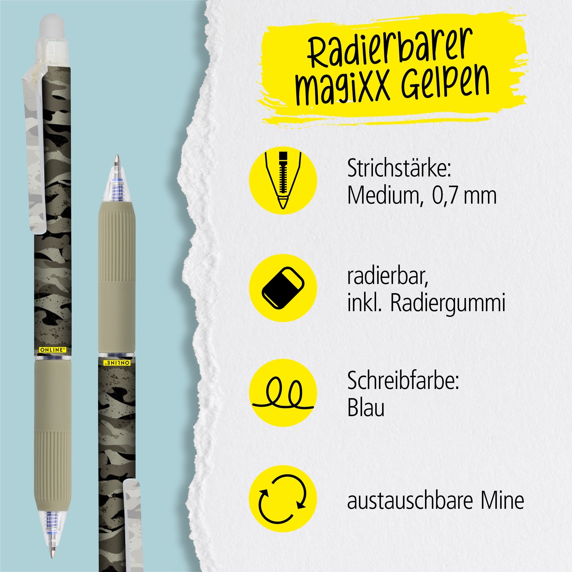 Radierbarer Gelpen ONLINE magiXX Design Camouflage