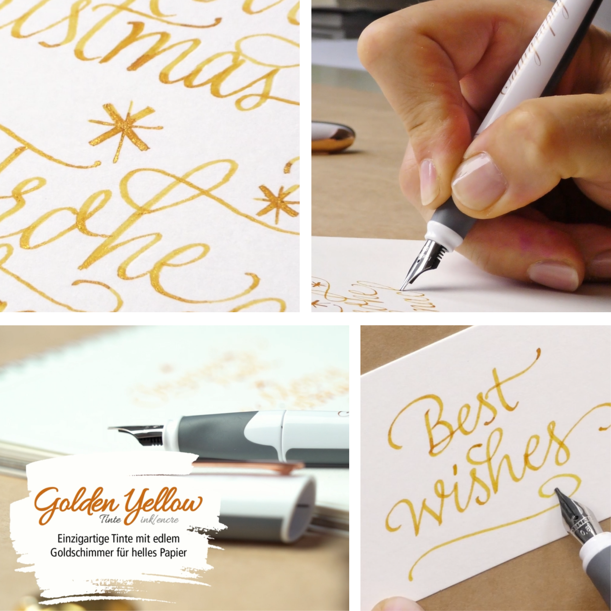 Der Air Best Writer mit Anwendungsbeispielen mit unserer Golden Yellow Tinte mit Goldschimmer