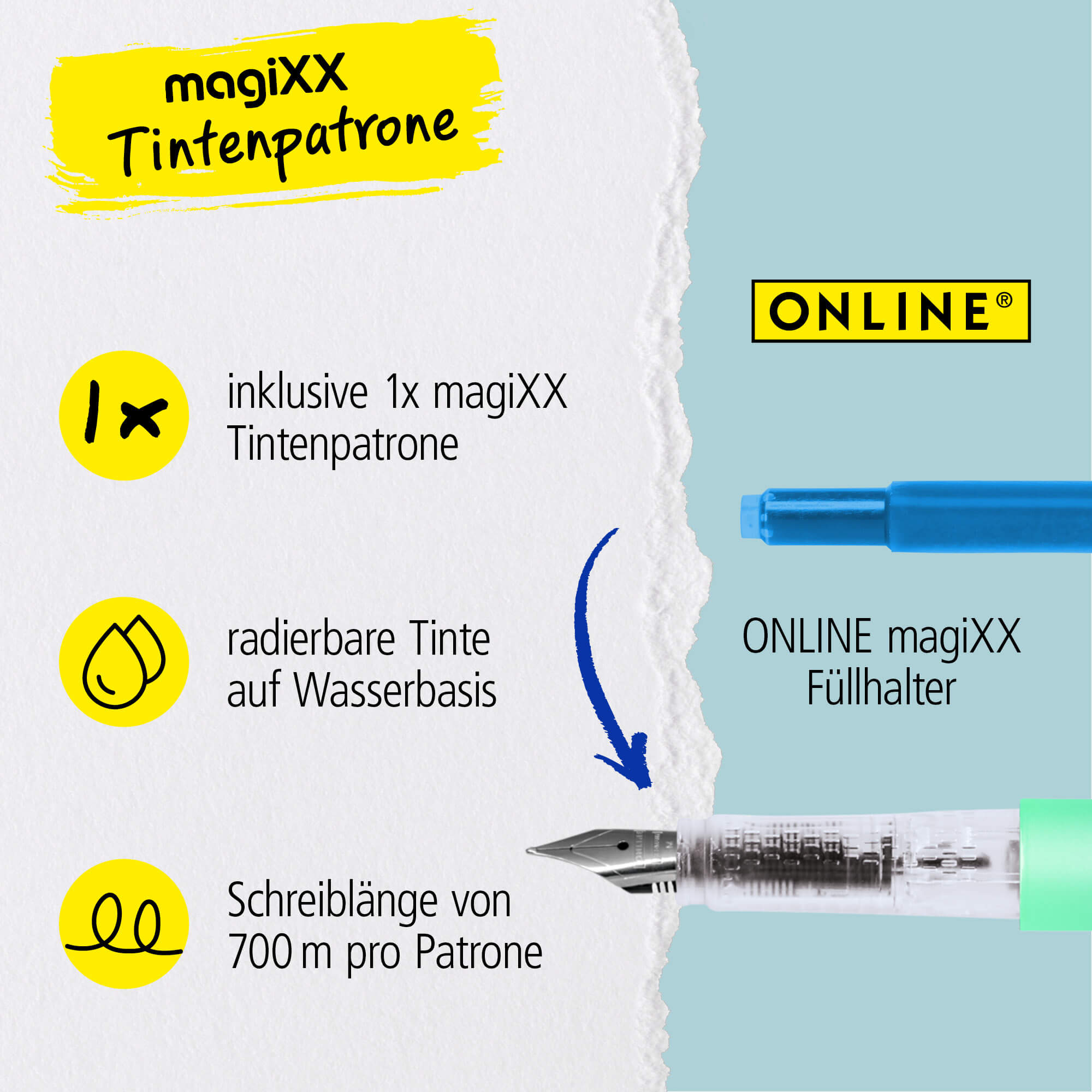 Radierbarer Füller ONLINE magiXX Turquoise Dream