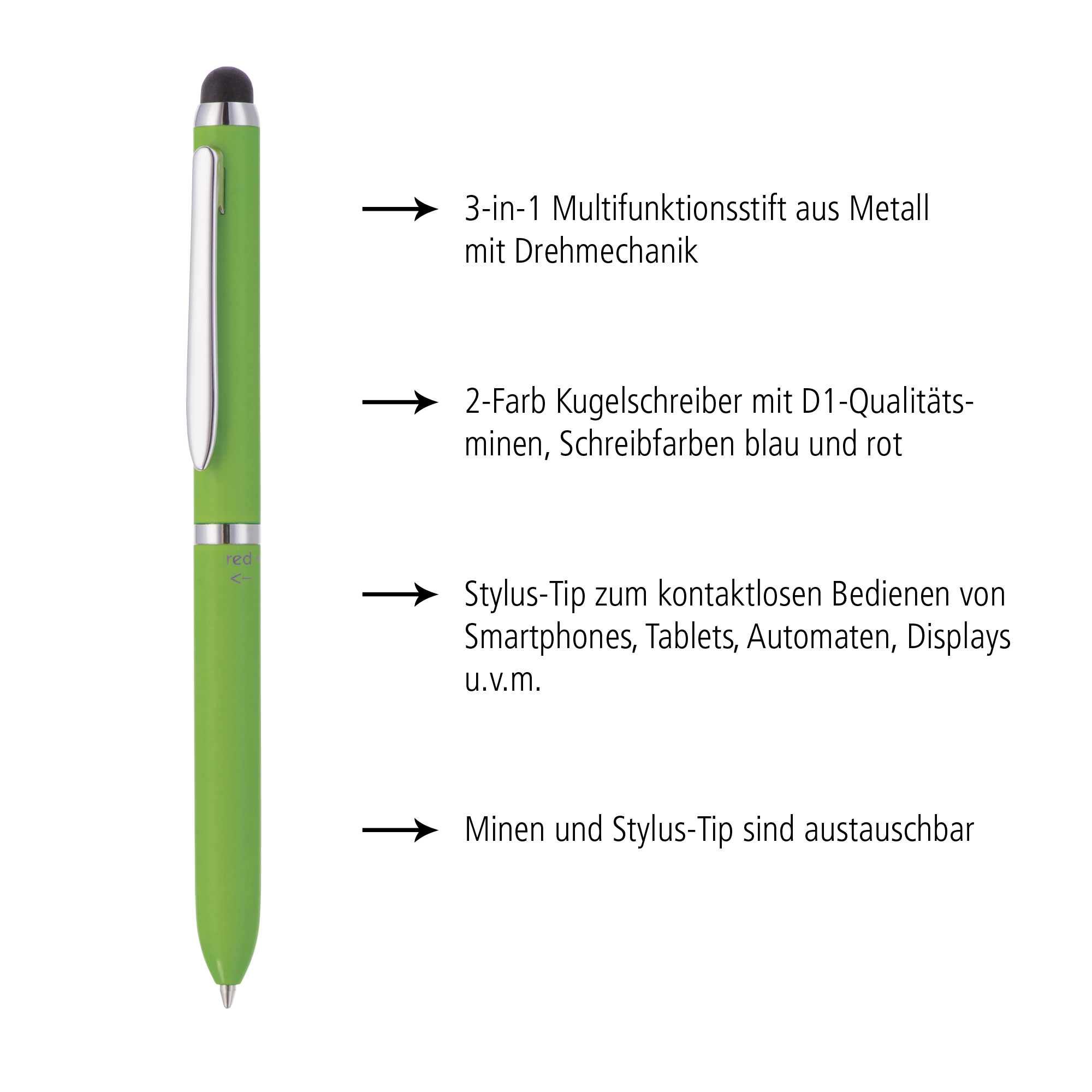 Kugelschreiber 3-in-1 Multi Touch Pen Green