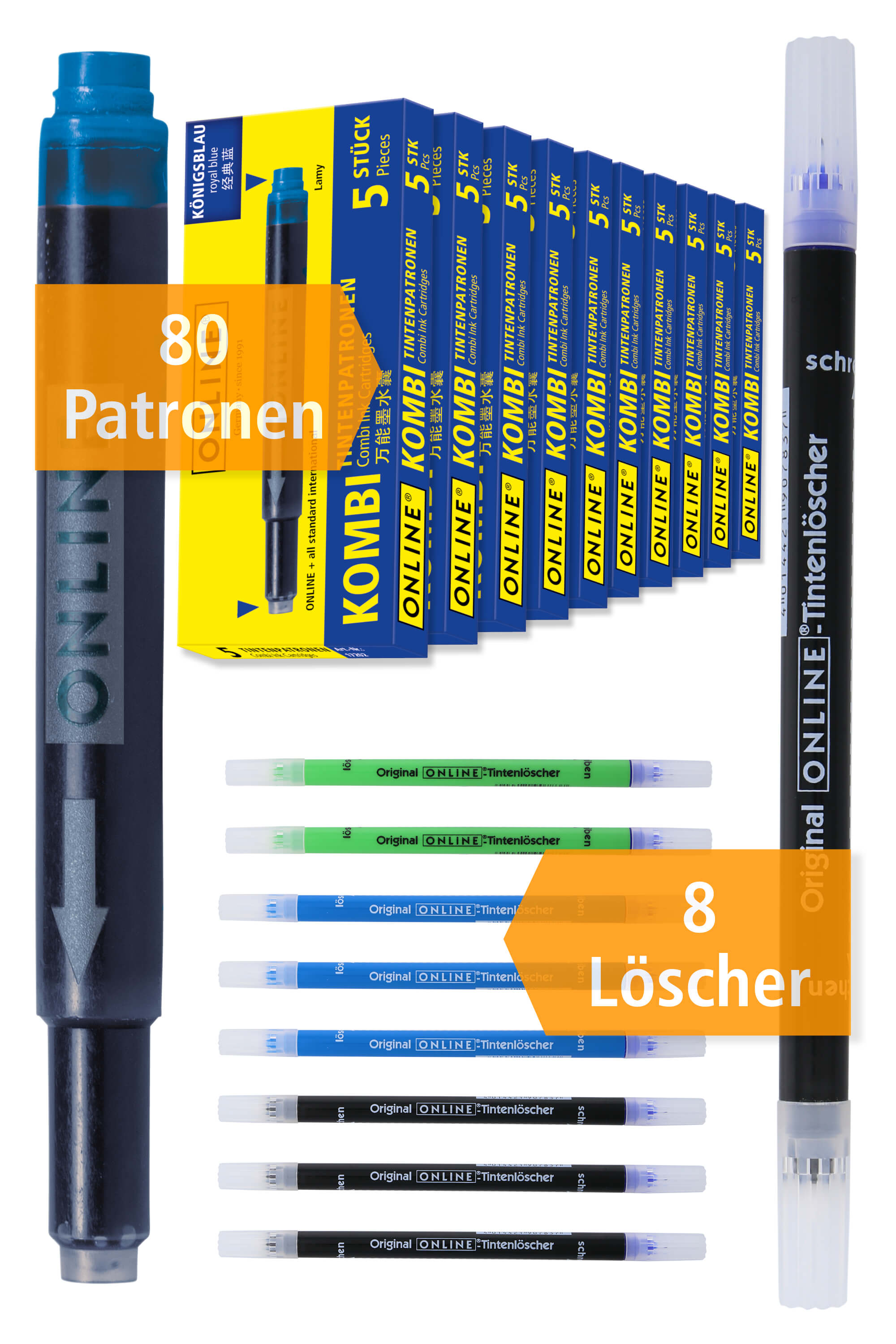 80x Tintenpatronen blau & 8x Tintenkiller Vorteilspack 80x Tintenpatronen blau & 8x Tintenkiller Vorteilspack