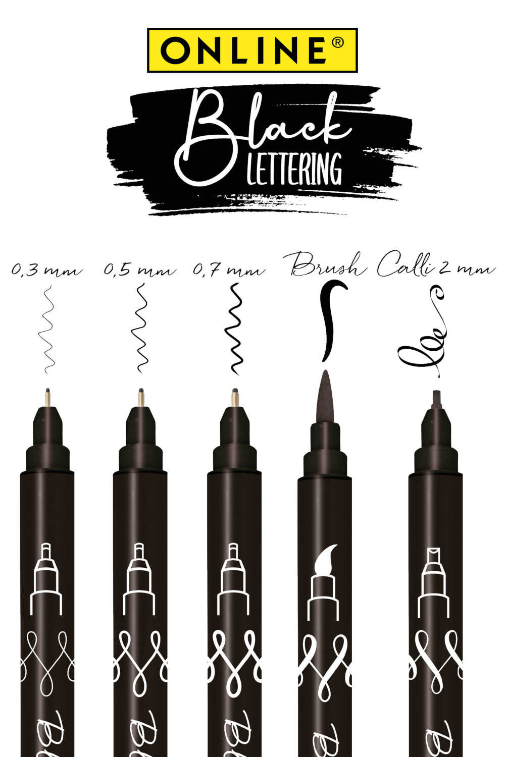 Handlettering Stifte Online Black Lettering Set Fineliner und Kalligraphie Stifte