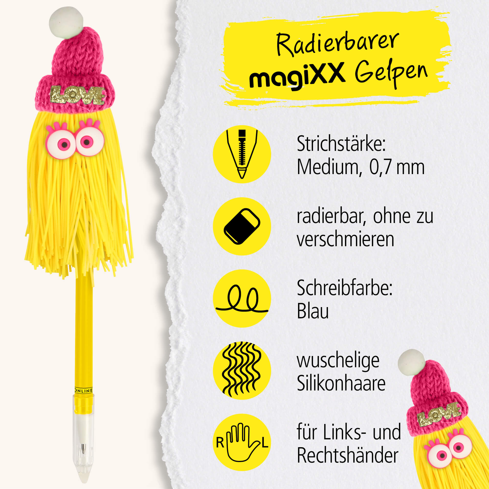 Gelschreiber magiXX Hairy Friends Yellow