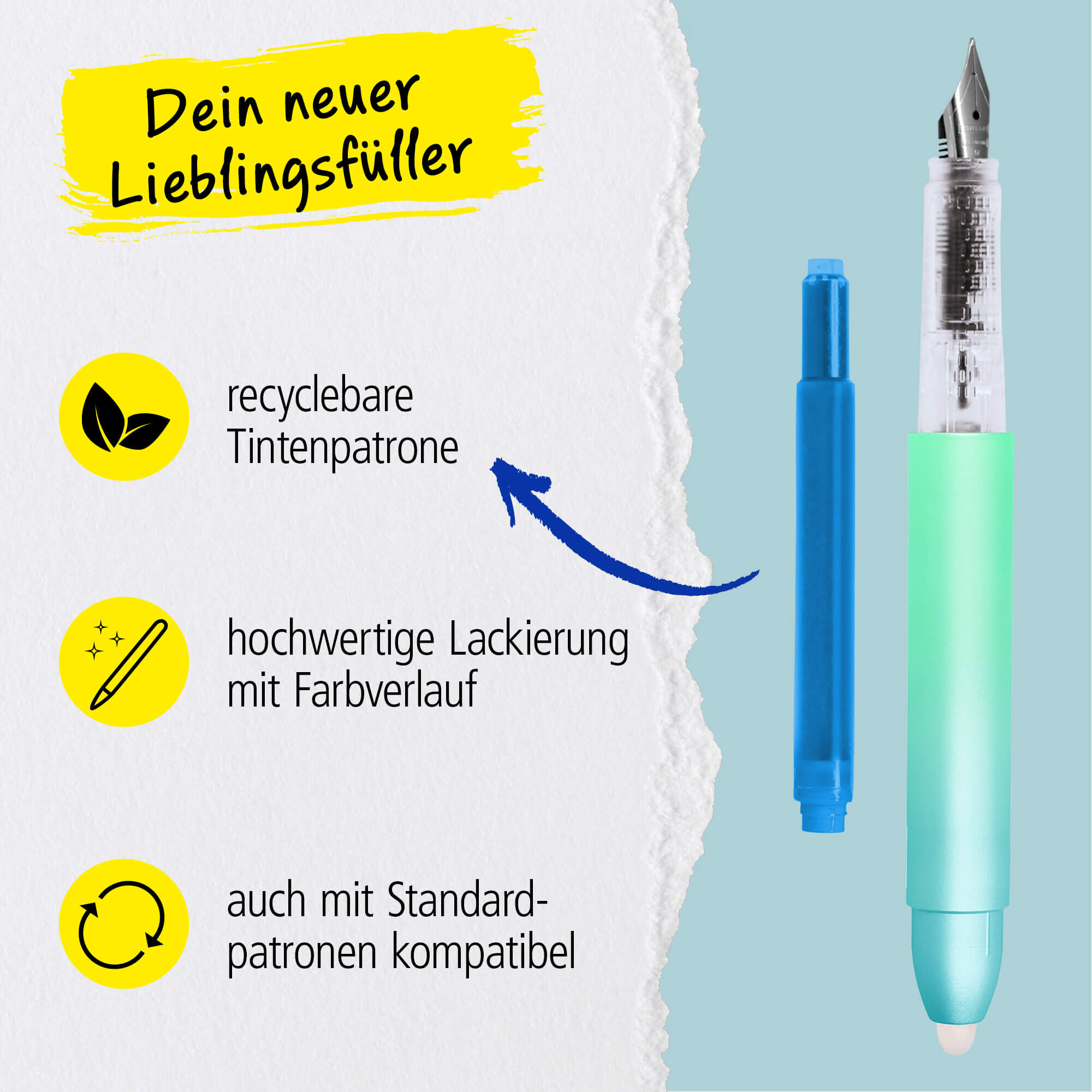 Radierbarer Füller ONLINE magiXX Turquoise Dream