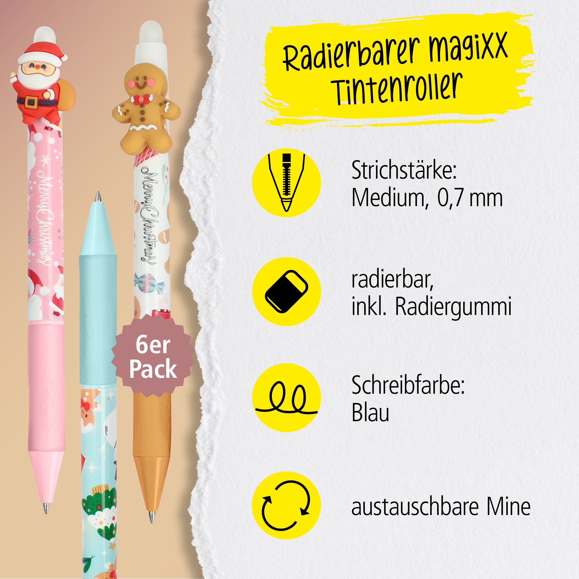 6er Pack Gelpen magiXX Fun XMAS gemischt