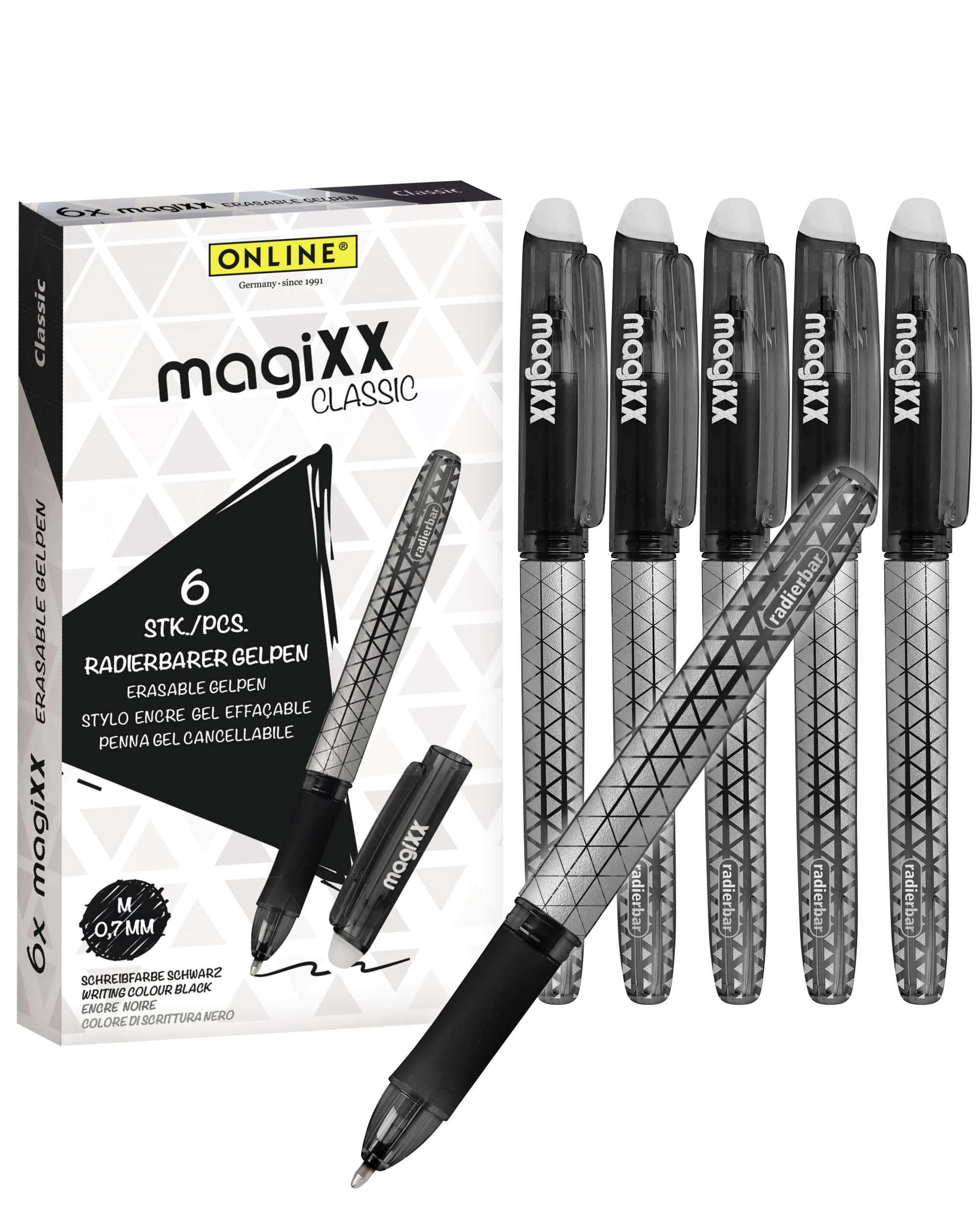 Radierbarer Gelschreiber ONLINE magiXX Classic Schwarz, 6 Stück Radierbarer Gelschreiber ONLINE magiXX Classic Schwarz, 6 Stück